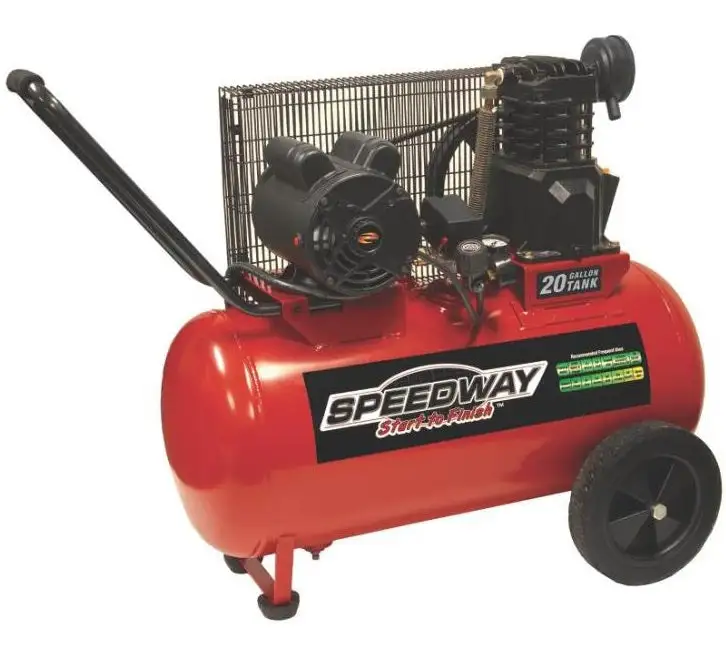 Speedway 53200 2 HP Belt Drive Air Compressor Wheels 20 Gallon