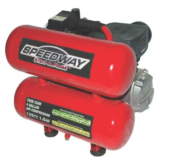 Speedway 7340 Twin Tank Oil Air Compressor 4 Gallon 1.5 HP