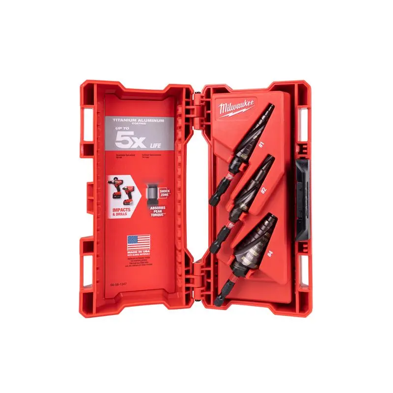 Milwaukee SHOCKWAVE High Speed Steel Impact Step Bit Set 3 pc Metal and Wood Drilling