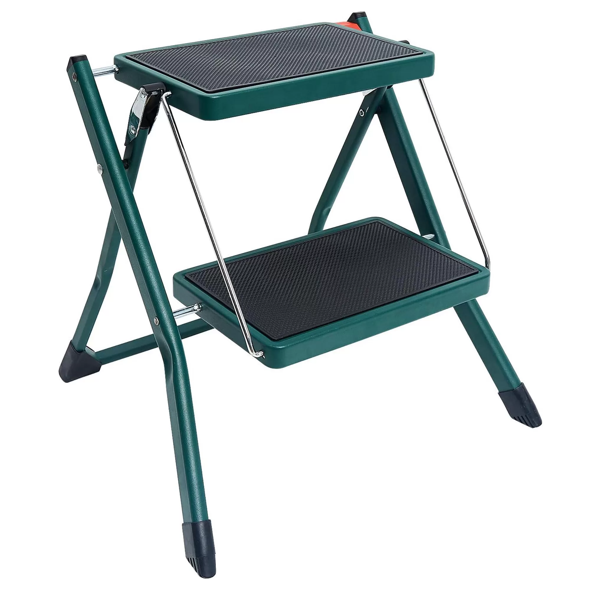 Delxo Foldable Steel 2 Step Stool Step Ladder Non Slip Wide Pedal Green