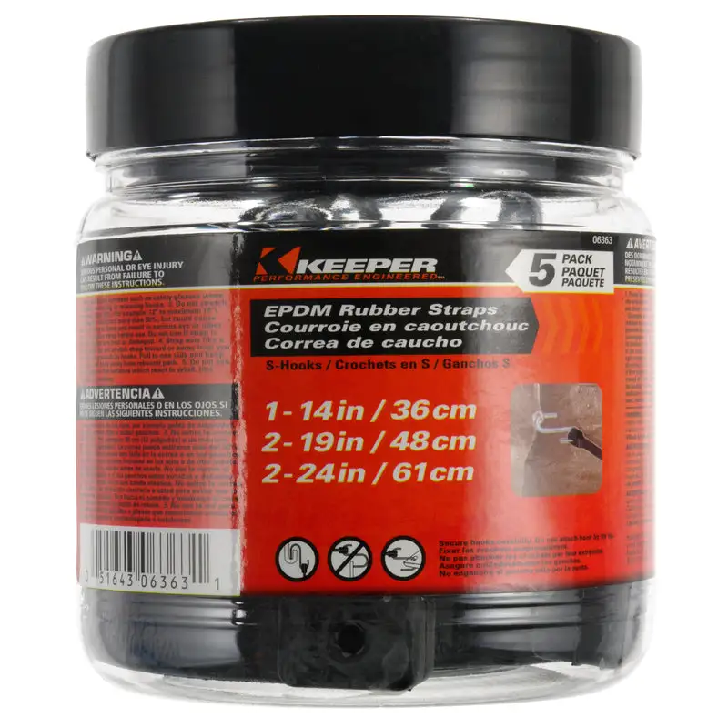 Keeper Black Tarp Strap 24 Inch L X 0.315 Inch T Pack 6 Heavy Duty