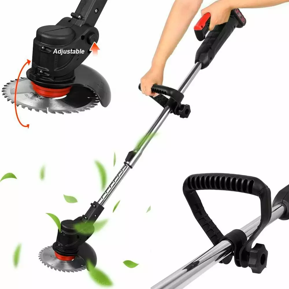 24V Battery Grass Trimmer. Cordless Featherweight Electric Weed Wacker 2 Li-Ion Battery Powered. 3 Types Cutting Blades La...