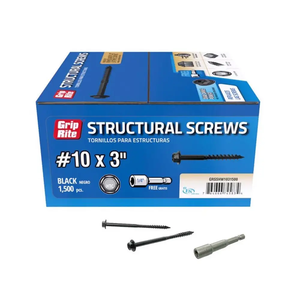 Grip-Rite GRSSHW144150 4 Inch Hex Washer Head Structural Screws - Versatile Fasteners