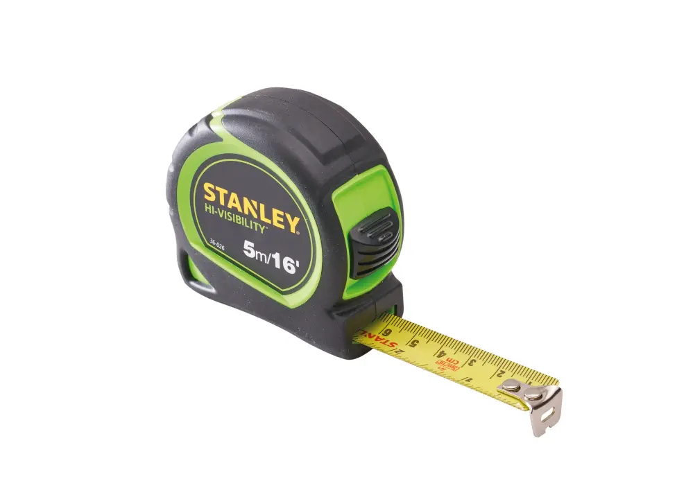 Laser Distance STANLEY 5m (16ft) Hi-Vis Tylon Tape Measure