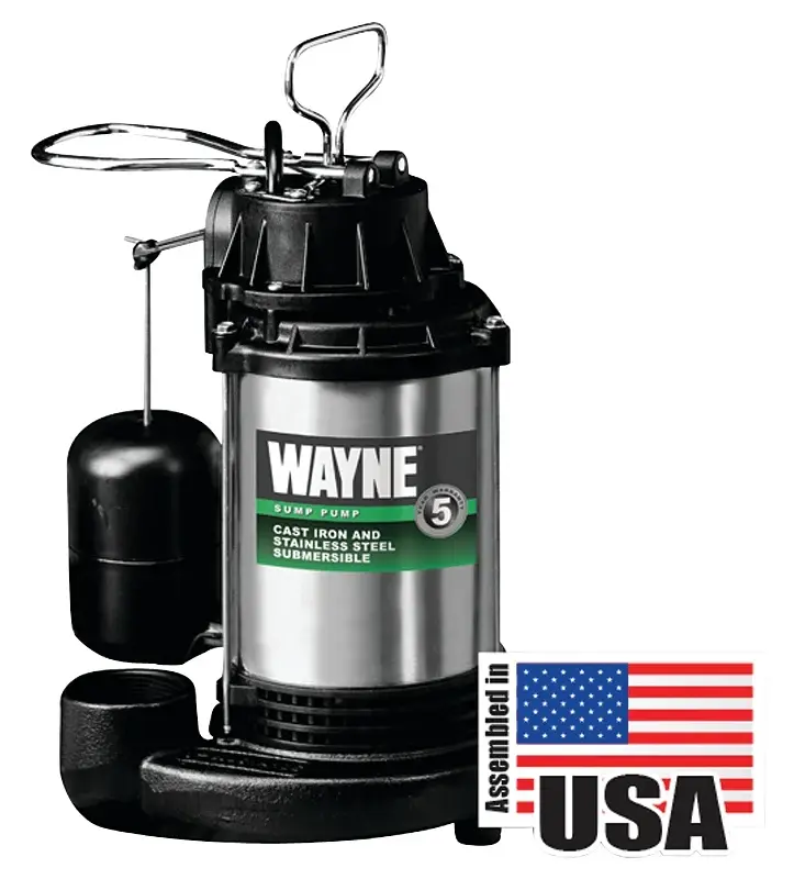 Wayne CDU980E Sump Pump, 1-Phase, 10 , 120 V, 0.75 hp, 1-1/2 Outlet, 20 ft Max Head, 3571 gph, Iron/Stainless Reinforced