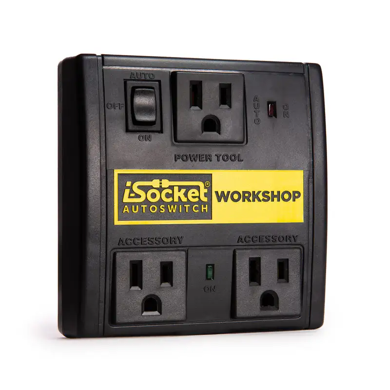 i-Socket Autoswitch Workshop 120V Black Plastic Dust Control Switch 4.5H x 4.25W