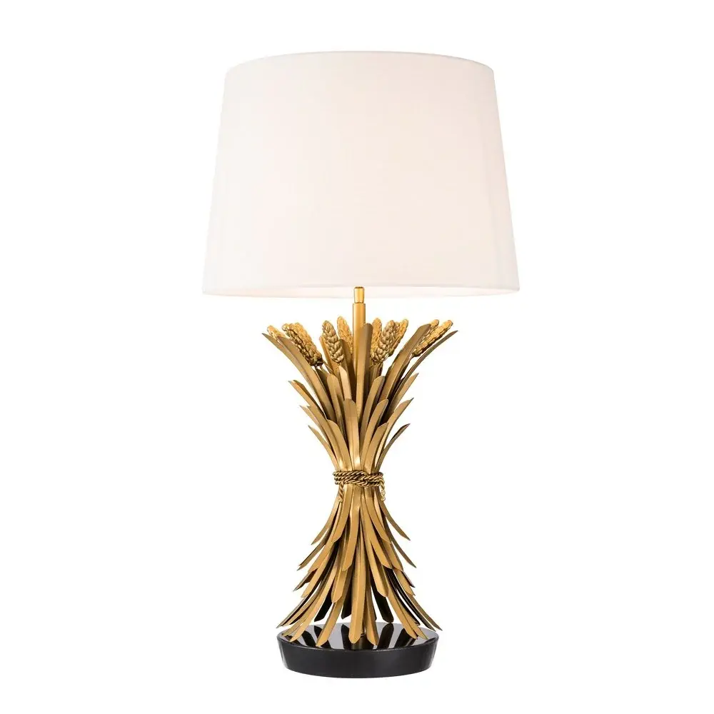 Bonheur Table Lamp & Shade - Antique Golden Finish Frosted White