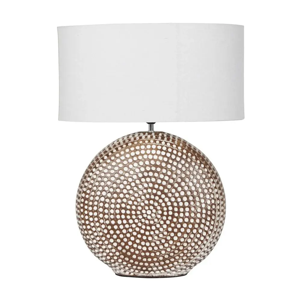 Chariot Round Earthenware Table Lamp & Ivory Oval Drum Shade