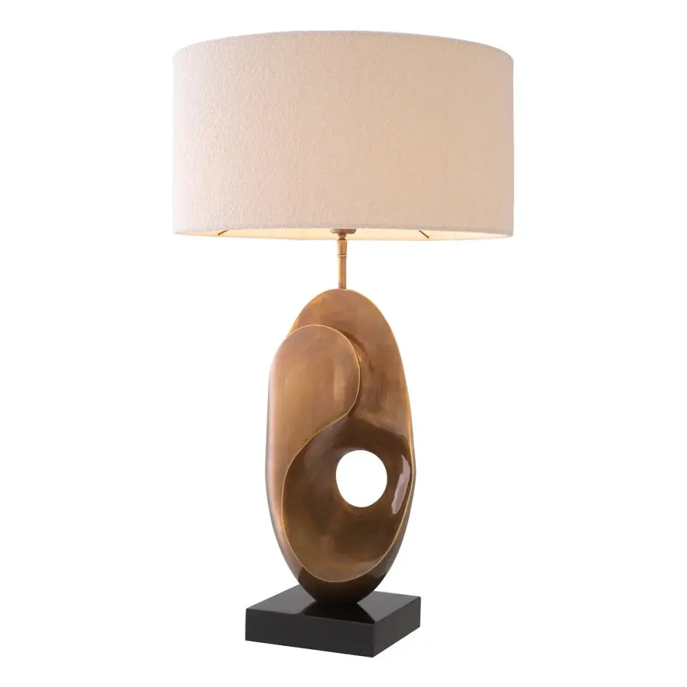 D'Ancona Table Lamp & Shade - Vintage Warm alloy Heavy Weighted Base