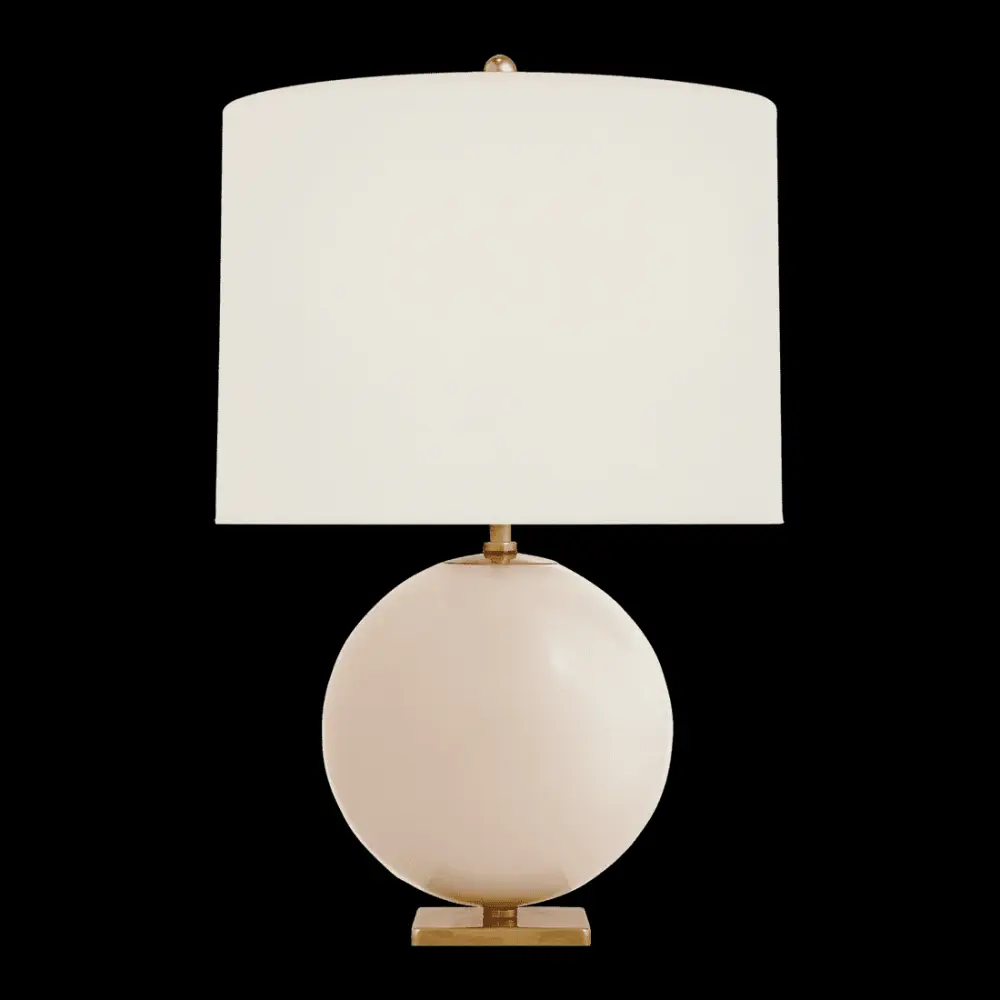 Elsie Table Lamp - Blush Painted Glass Cream Flax Shade