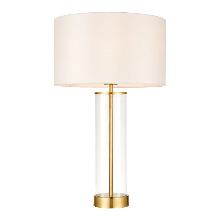 Fabric Drum Lauren Table Lamp - Soft-touch Brass