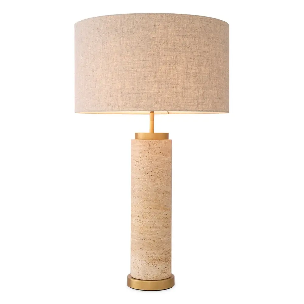Lxry Table Lamp & Shade - Travertine : Edison Bulb Style