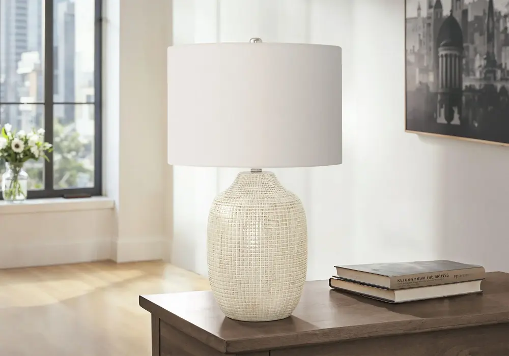 Table Lamp, Lighting, Pottery, Contemporary - Cream