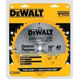 10-Inch 40-TPI Table Saw Blade Smooth Cuts Dewalt