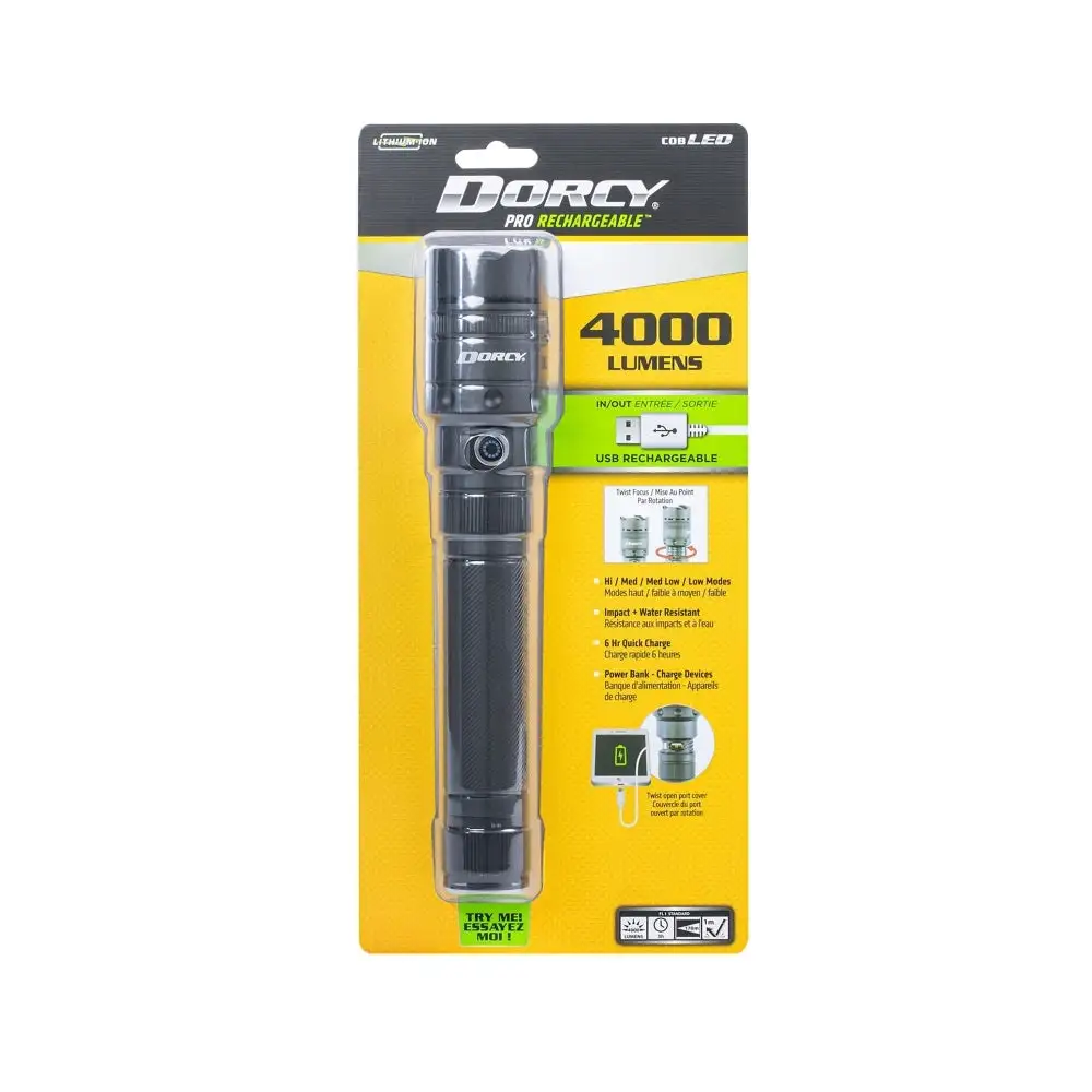 Dorcy Flashlight and Power Bank 4000 Lumens Rechargeable LED Torch