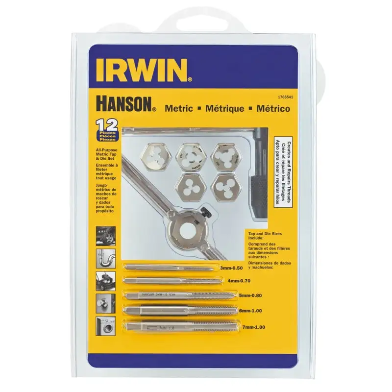 Irwin Hanson High Speed Steel Metric Tap and Die Set 3-7 mm 12 pc