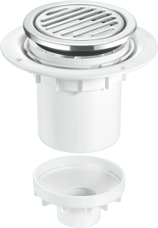 McAlpine TSG2-R125SS 75mm Water Seal Trapped Gully, Tile/Grating washable Grid, 110mm Vertical Outlet and 110mm x 2" Reducer