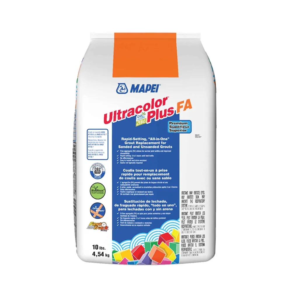 Ultracolor Plus FA Rapid-Setting Integrated Grout Replacement Sanded and Unsanded Grouts 10 lbs, Gray #09