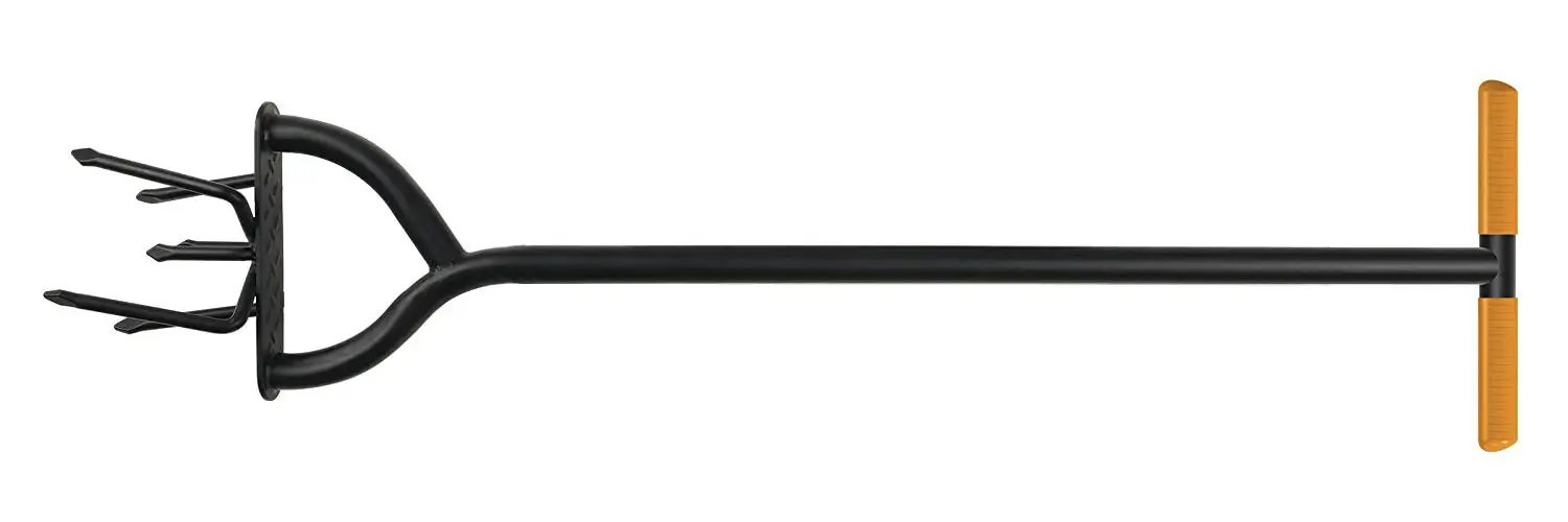Fiskars Long Handle Steel Tiller 40 Inch Efficient Soil Cultivation