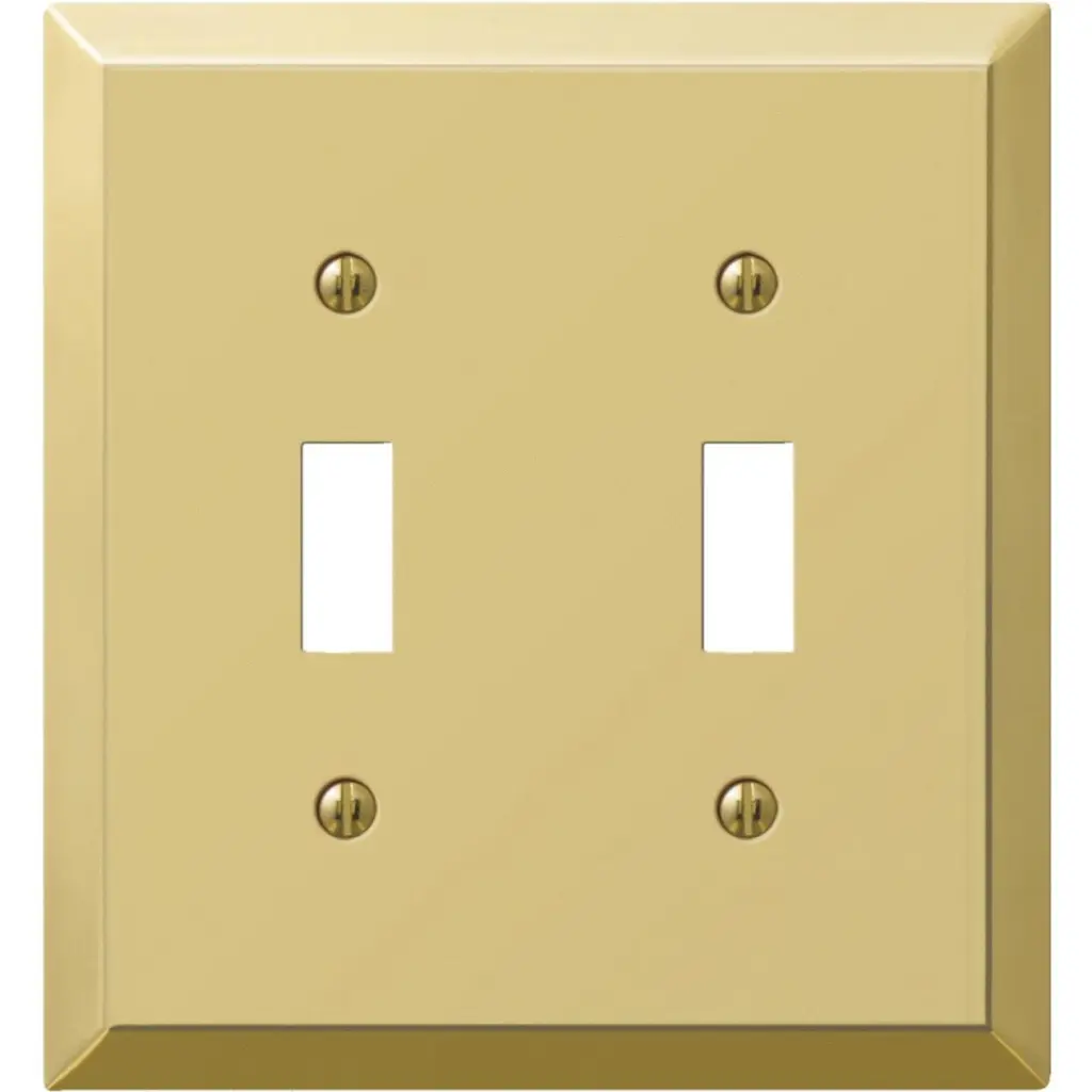 Amerelle 2-Gang Stamped Steel Toggle Switch Wall Plate Polished Brass