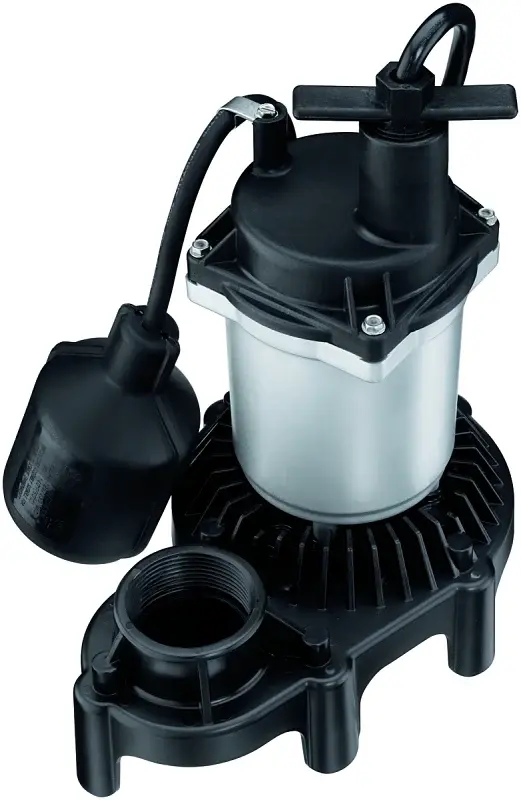 Simer 2161 Sump Pump, 1-Phase, 3.9 , 115 V, 0.25 hp, 1-1/2 Outlet, 20 ft Max Head, 1500 gph, Thermoplastic