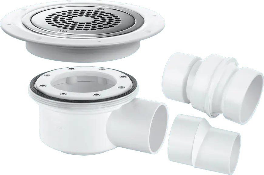 McAlpine TSG52-ANTI/LIG Two-Piece 50mm Water Seal Trapped Gully, Clamp Ring and Cover Plate, 2" Horizontal Outlet and 2" x...