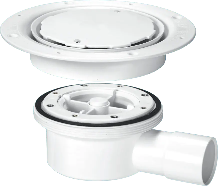 McAlpine VSG52WH Two-Piece Valve Shower Gully, Ivory Plastic Clamp Ring and Cover Plate, 1½" Horizontal Outlet