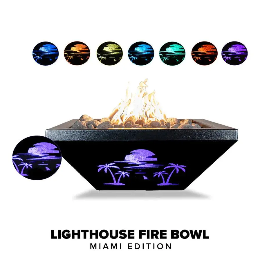 Outdoor Plus - Airy House (Miami) LED Aluminum Powder Coated Fire Bowl OPT-LHFOMIAPC