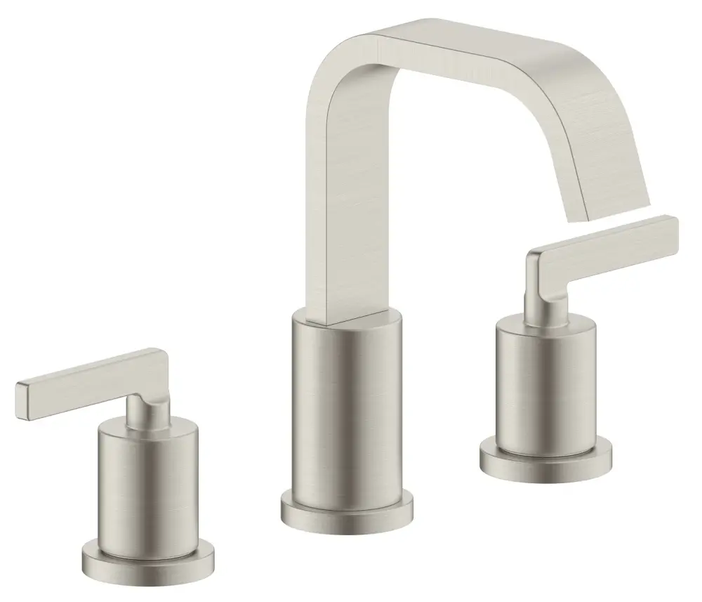 Saint-Lazare 2-Handle 8 widespread Bathroom Faucet Ribbon Spout Satin-brushed Nickel