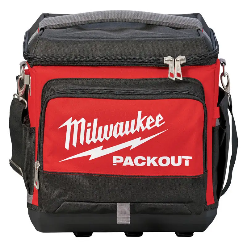 Milwaukee PACKOUT 15.75x11.81 Inch Ballistic Nylon Cooler Utility Bag 6-Pocket Black/Red