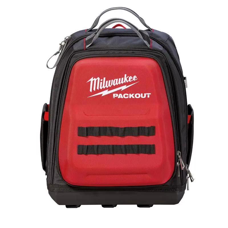 Milwaukee PACKOUT Black/Red 48-Pocket Ballistic Nylon Backpack Tool Bag 11.81x15.75