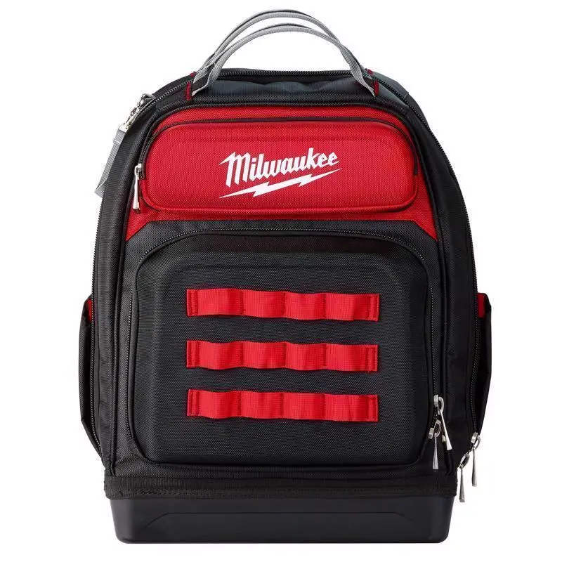Milwaukee Ultimate Jobsite 18x20 Ballistic Nylon Backpack 48 Pocket Black Red Tool Storage