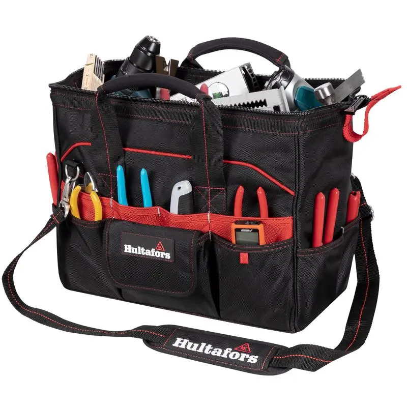 CLC Hultafors Group 7.5 Inch Ballistic Polyester Tradesman Tool Bag 33 Pocket Black/Red