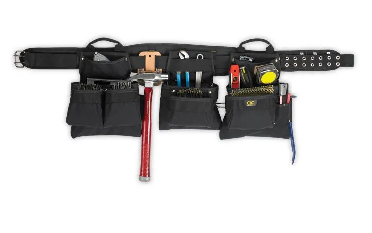 CLC 5605 Professional Carpenter's Combo Tool Belt 18 Pockets Large Durable Work Belt