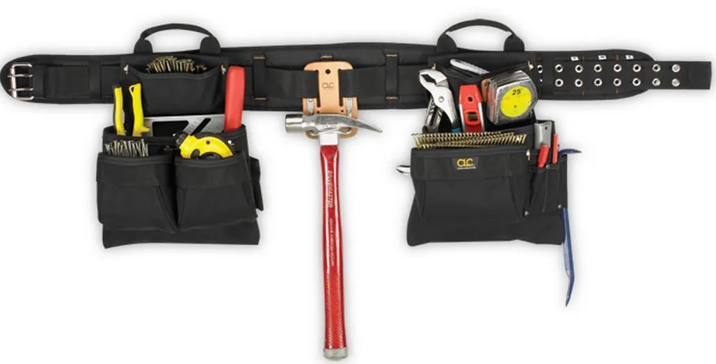 CLC 5608 Carpenter's 4-Piece Combo Tool Belt 17-Pockets Fits Waist 29-46
