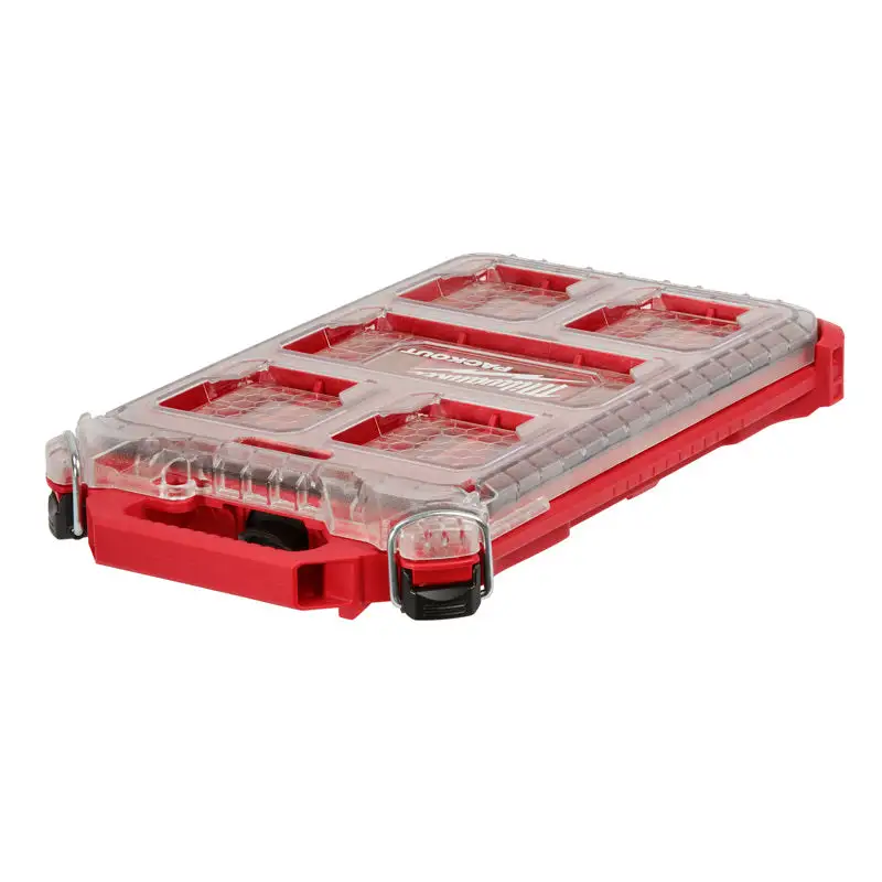 Milwaukee PACKOUT Organizer Impact-Resistant Poly 10 Compartments Red Tool Box