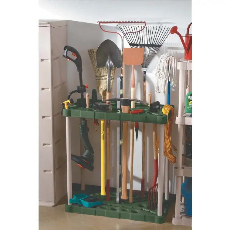 Rubbermaid 709218MICHR Long-Handle Tool Storage Unit Mica Charcoal