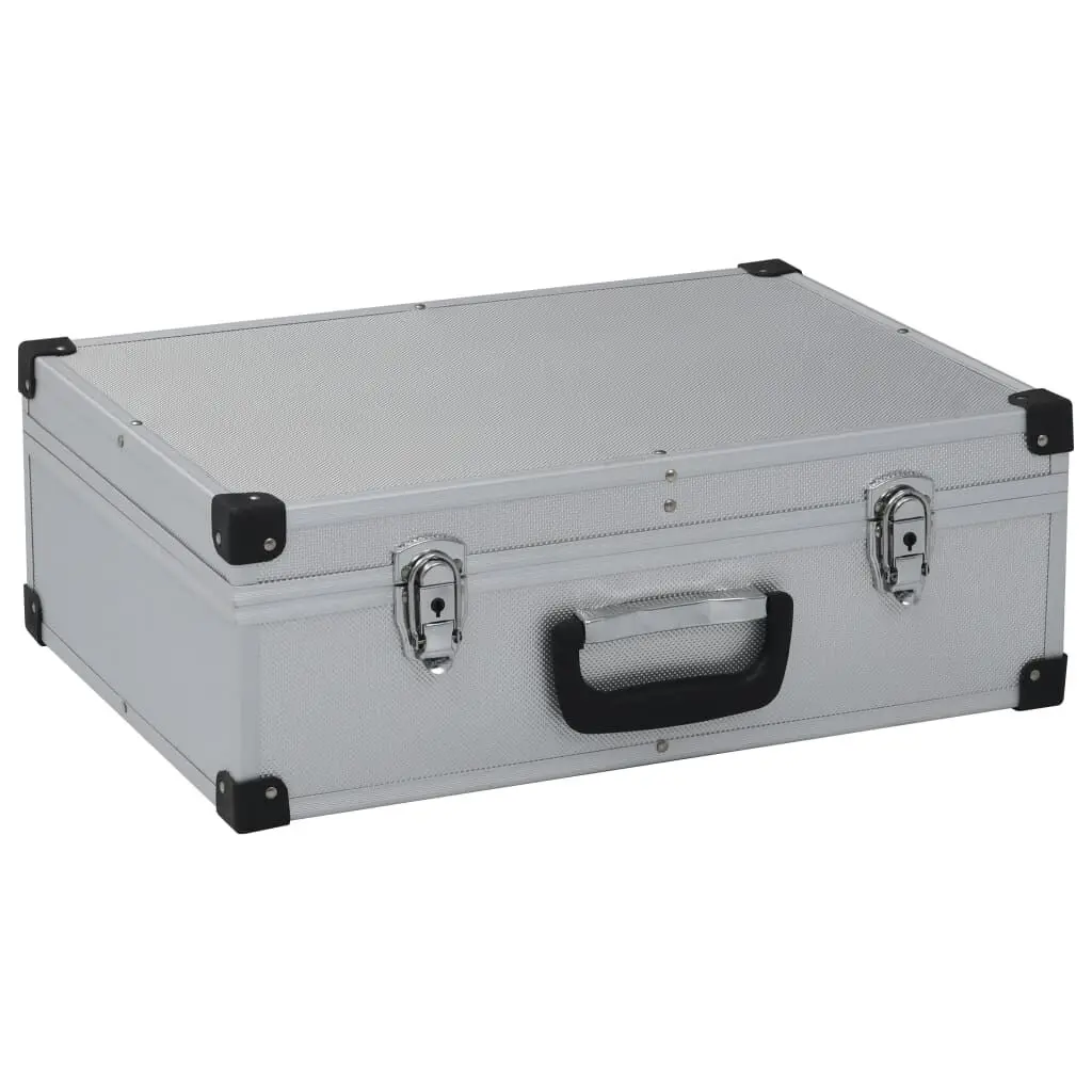 Silver Aluminum Tool Suitcase 18.1x13x6.3 Inches Durable Portable Tool Box