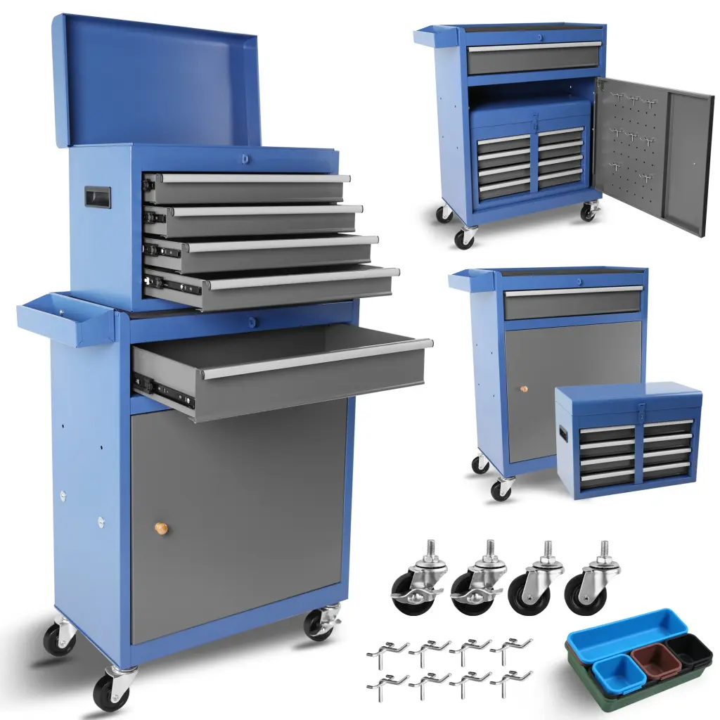 5 Drawer Rolling Tool Storage Cabinet Detachable Top ys