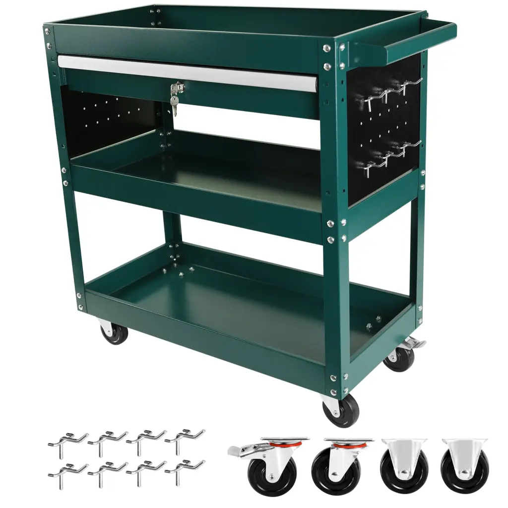 3 Tier Rolling Tool Cart Heavy Duty Mobile Tool Organizer Drawers ys