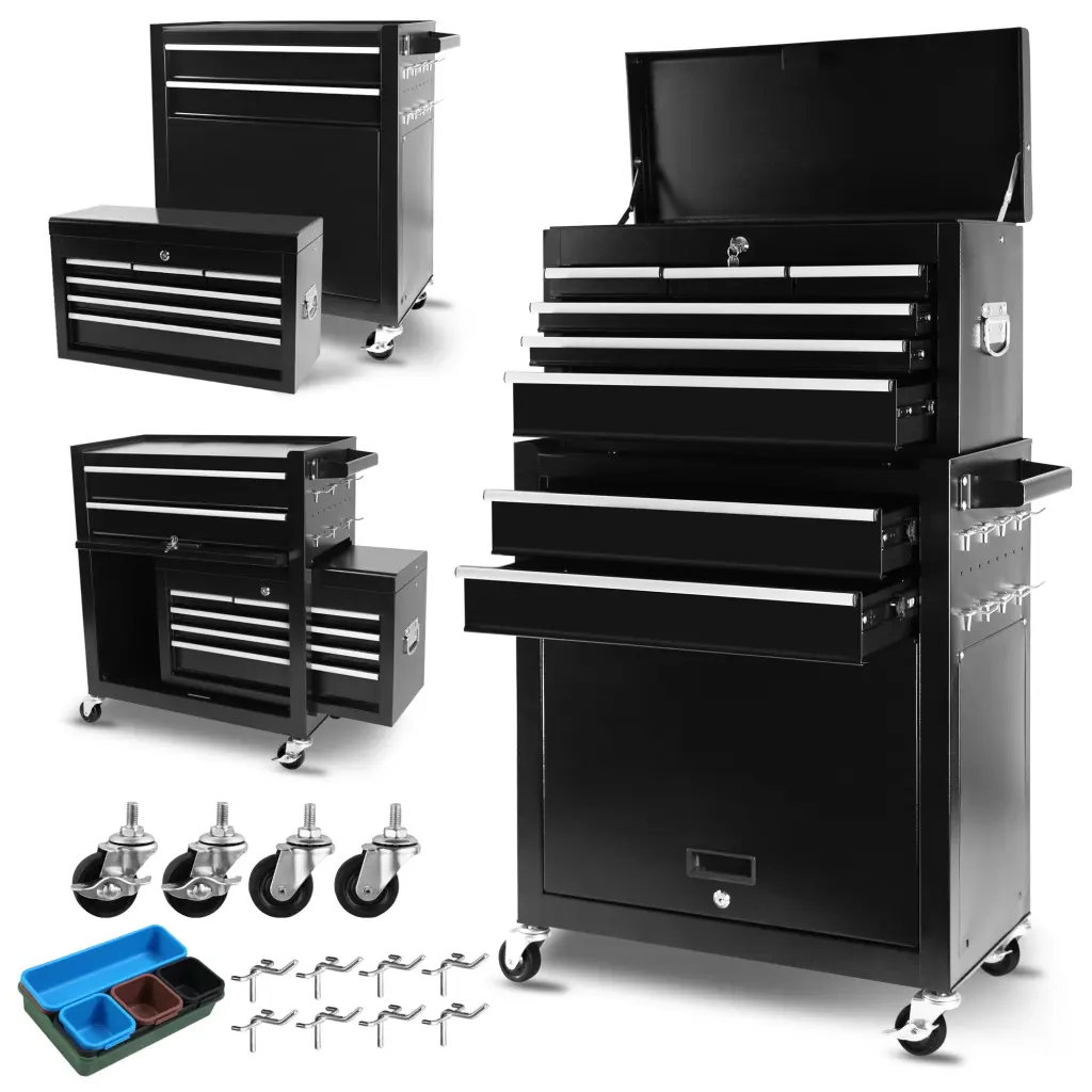 8 Drawer Rolling Tool Chest Wheels Large Tool Cabinet Workshop ys