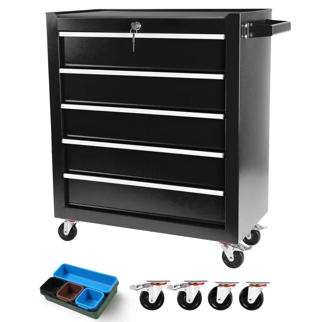 5 Drawers Rolling Tool Chest Cabinet Wheels Tool Storage Cabinet ys