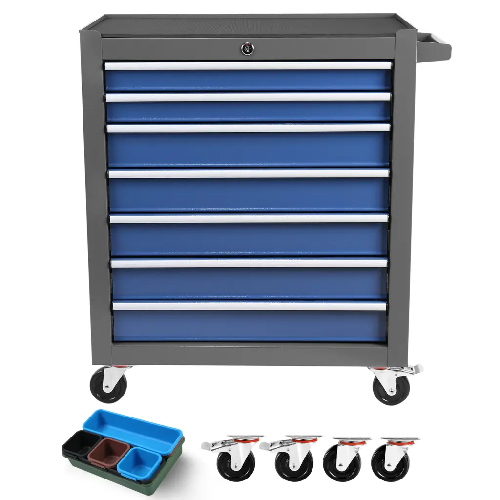 Rolling Tool Chest 7 Drawer Tool Box Wheels Multifunctional Storage ys