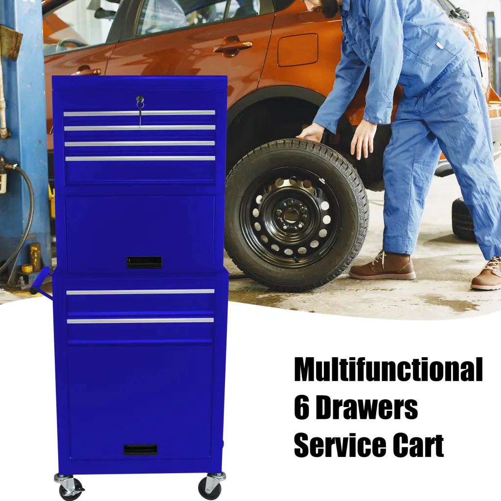 High Capacity Rolling Tool Chest Wheels And 6 Drawers Professional Storage artman