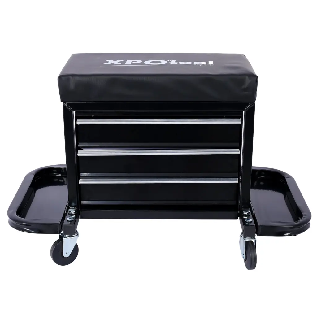 350 Pound Capacity Garage Glider Rolling Tool Chest Seat Black Steel g-h