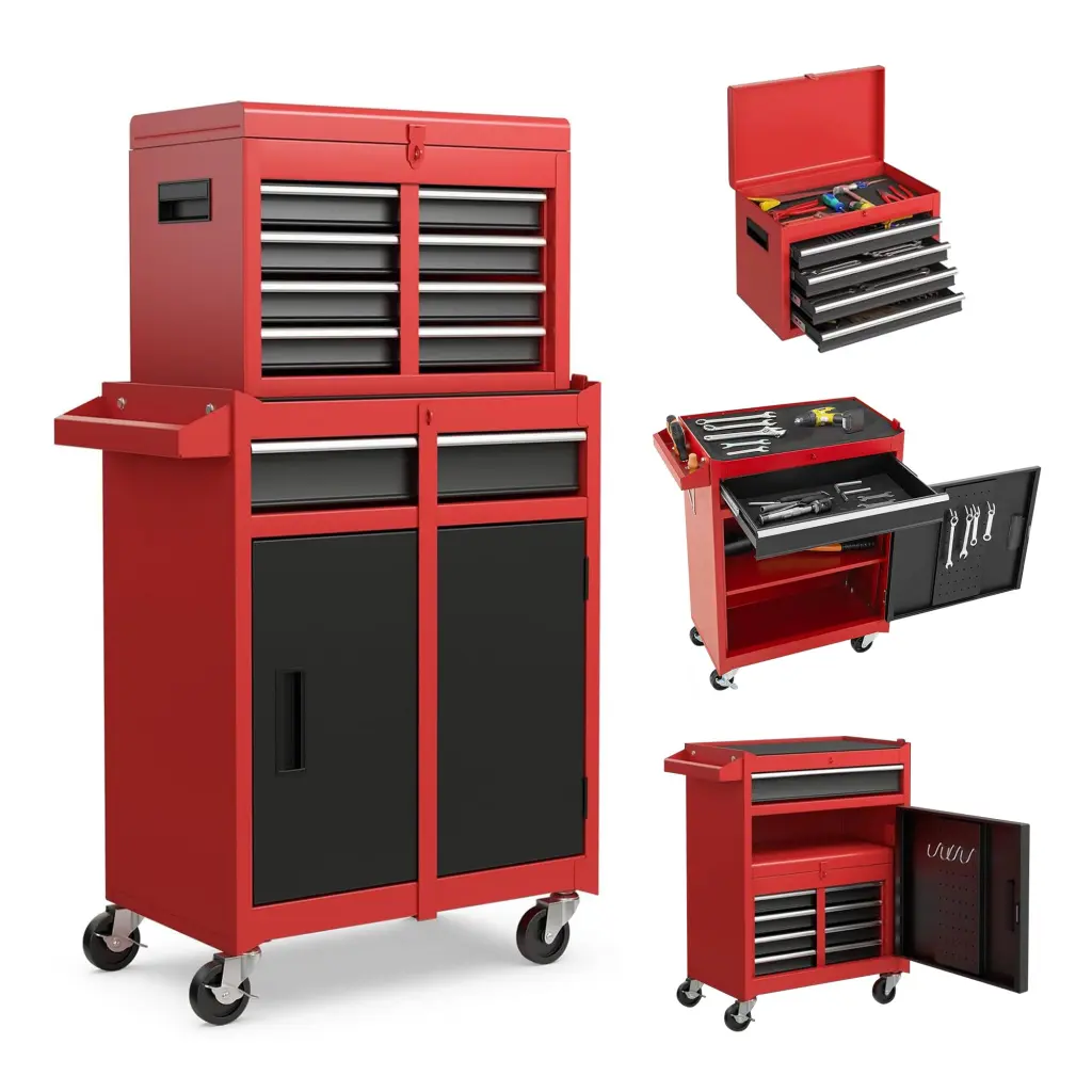 5 Drawer Rolling Tool Chest Storage Cabinet Detachable Top Tool Organizer rnb