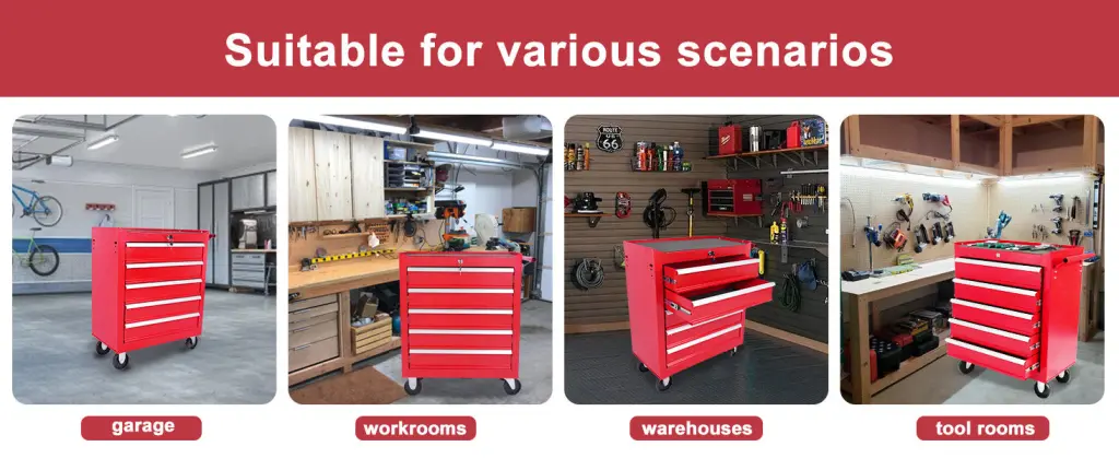 5 Drawer Metal Rolling Tool Chest Wheels Tool Storage Cabinet supertool