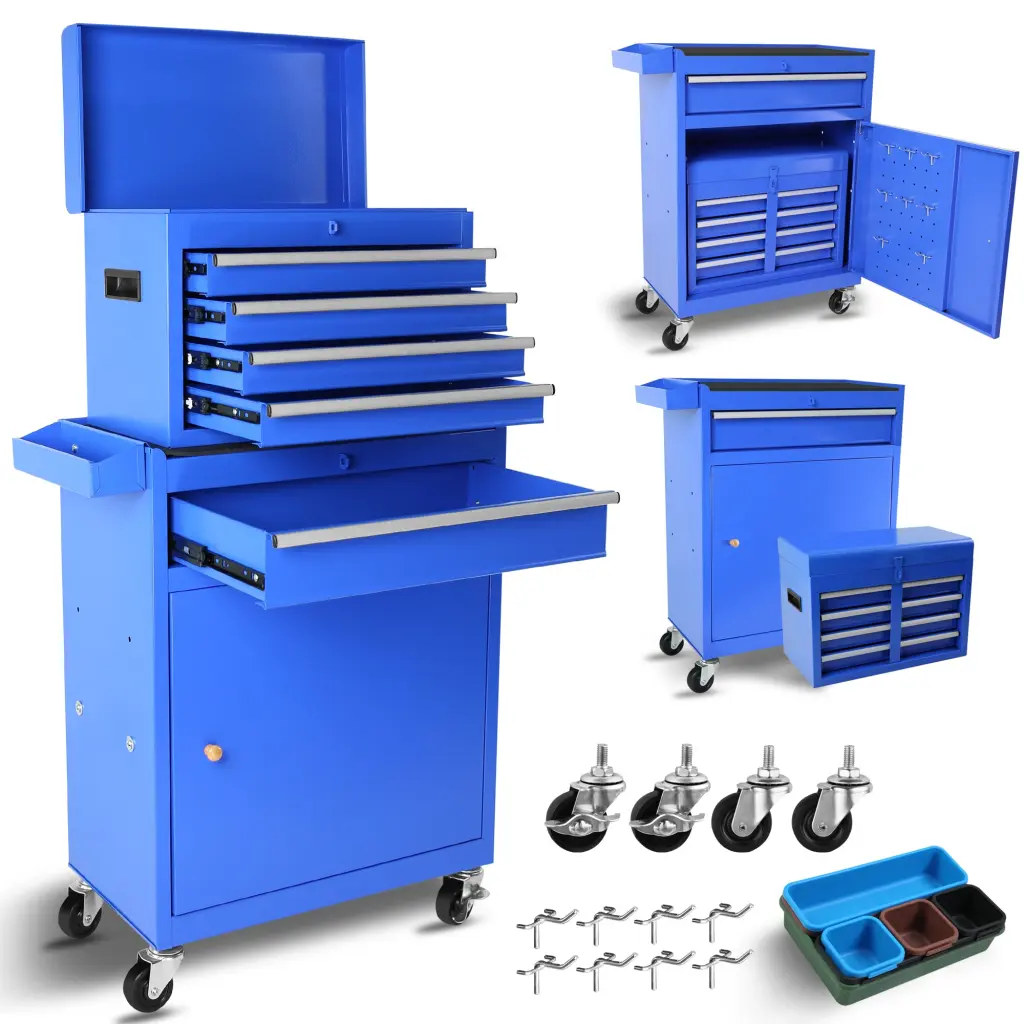 5 Drawer Rolling Tool Chest High Volume Tool Storage Cabinet Lock Garage ys