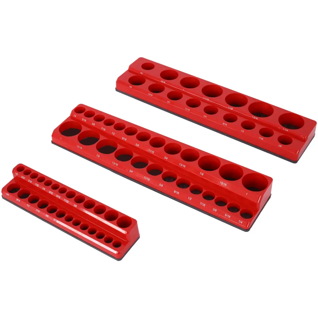 3 Piece SAE Magnetic Socket Organizers Toolbox Storage g-h