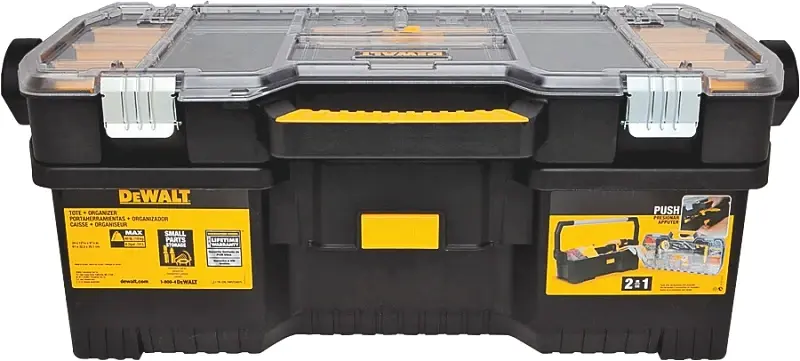 DEWALT DWST24075 Tool Tote Removable Organizer, 77 lb, Synthetic, Black/Yellow, 1-Drawer, 15-Compartment